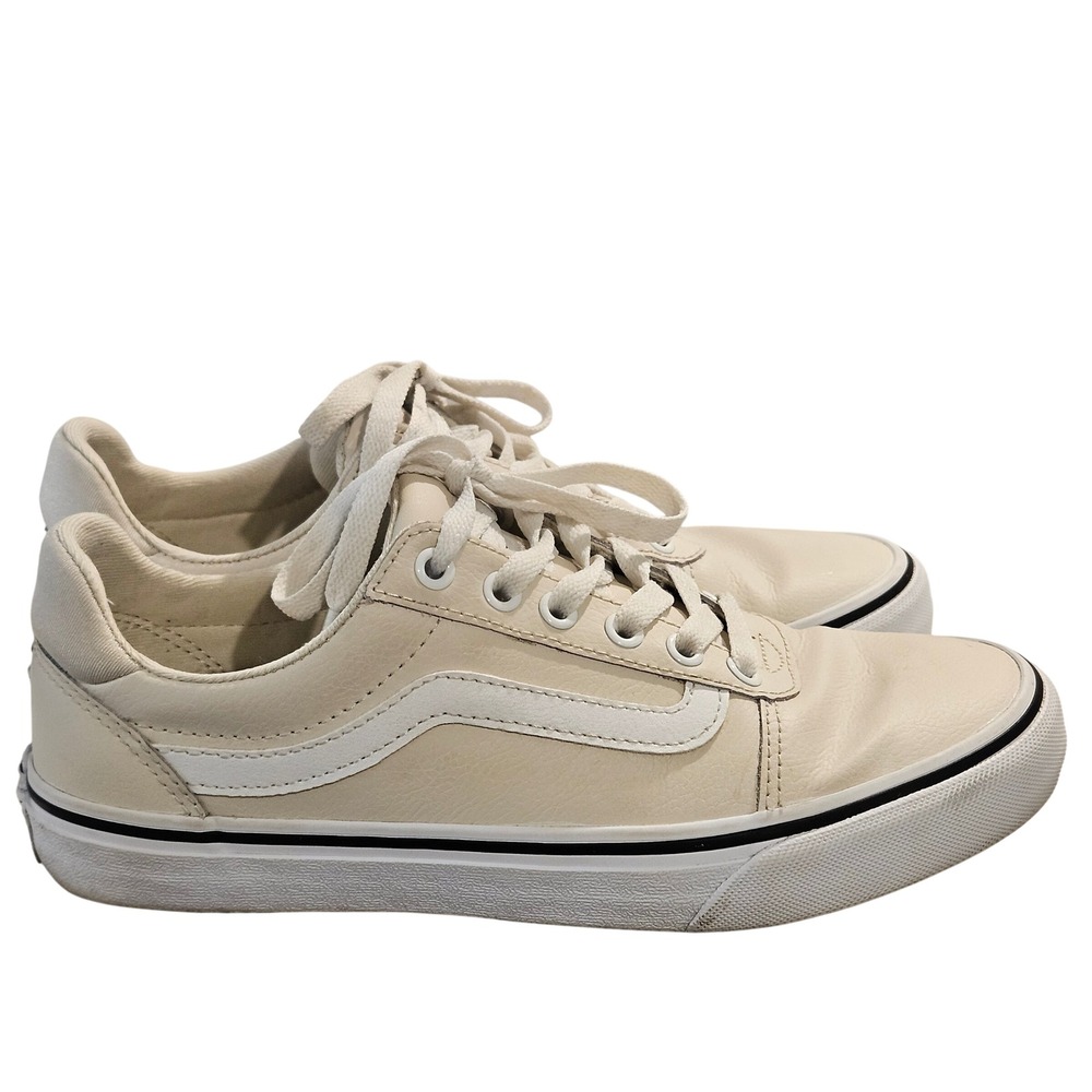 Vans Sneakers Womens 7.5 Cream Ward Leather Low Top Deluxe Comfort Ortholite